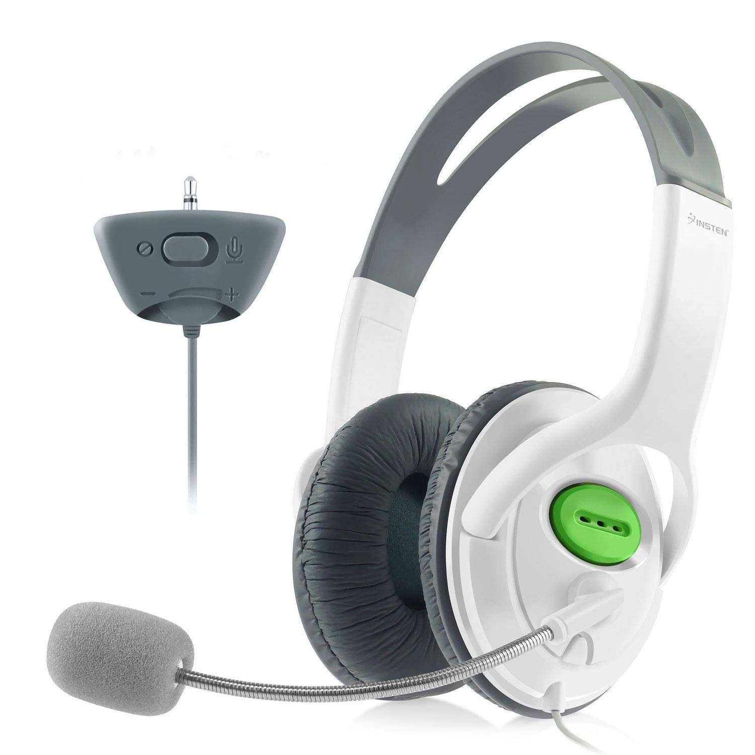 Insten Gaming Headset Headphone with Mic Compatible with Xbox 360 Wireless Controller, White