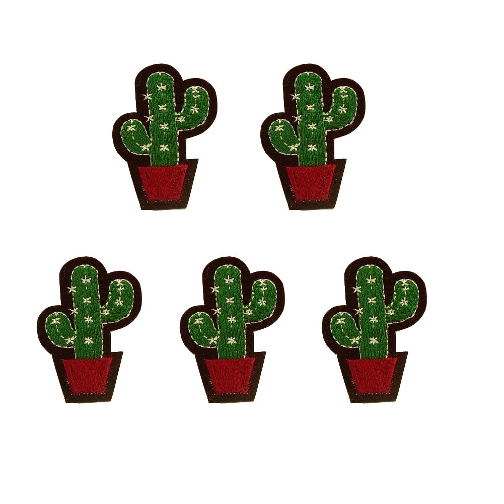 HUIXUN Cactus Plant Patch for Clothing Iron on Embroidered Sew Applique Cute Patch Fabric Badge Garment DIY Apparel Accessories 5Pcs（1.3"X2"）