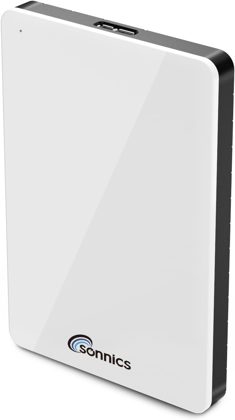 Sonnics 500GB External Portable Hard Drive USB 3.0 White