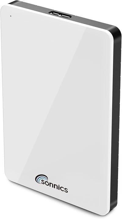 Sonnics 500GB External Portable Hard Drive USB 3.0 White