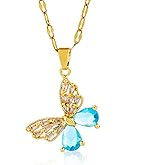 Liuyuqian Gold Butterfly Necklace for Women - Dainty Gold Pendant Necklaces Cubic Zirconia Necklace, Butterfly Jewelry Gifts for Women, Teen Girls