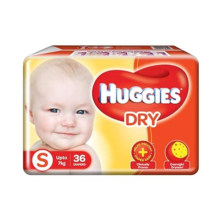 Huggies New Dry Diapers, Small (Pack of 36)