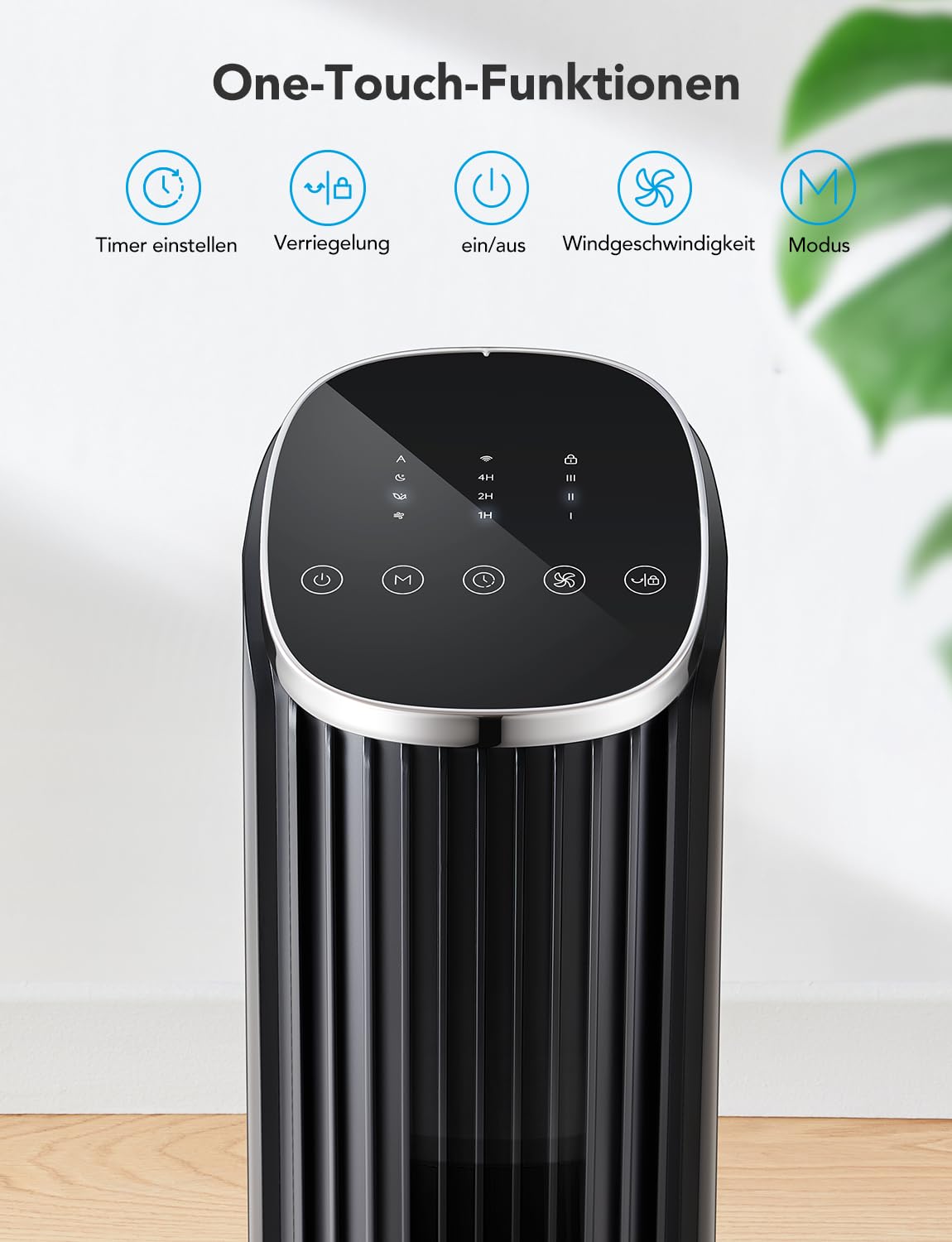 GoveeLife Intelligente leiser Turmventilator, 75° Oszillierende Ventilatoren mit App- und Sprachfernbedienung, 6.3m/s Geschwindigkeit 8 Geschwindigstufen 5 Modi 24 Std-Timer, mit Kühlung 8