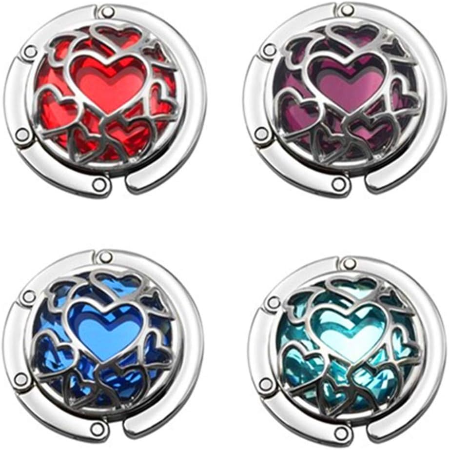 Love Heart Shape Premium Foldable Handbag Bag Purse Hanger Table Hook Holder (4 Pack)