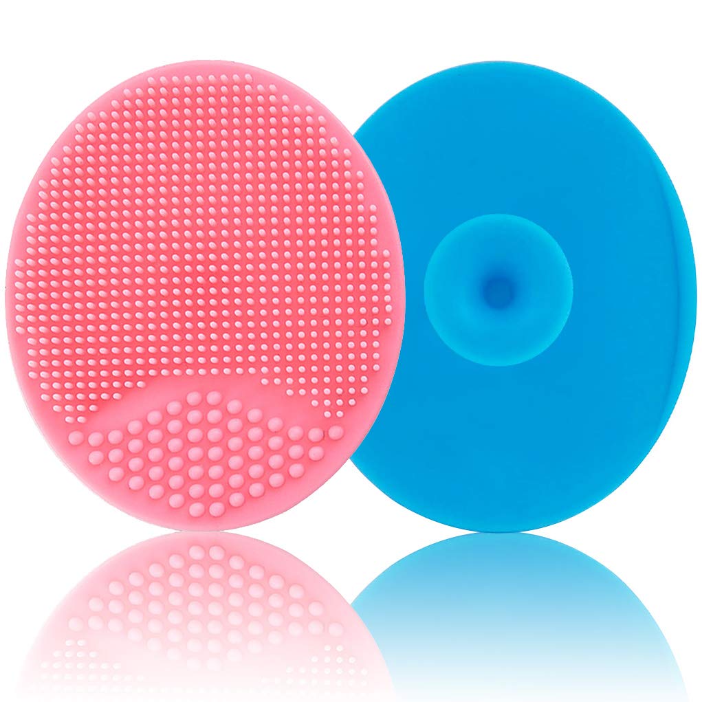 Baby Bath Brush, Baby Cradle Cap Brush, Silicone Massage Brush, Silicone Scrubbers Exfoliator Brush, Baby Skin Scrubbers Essential for Dry Skin, Cradle Cap and Eczema 2 Pack (Pink & Blue)