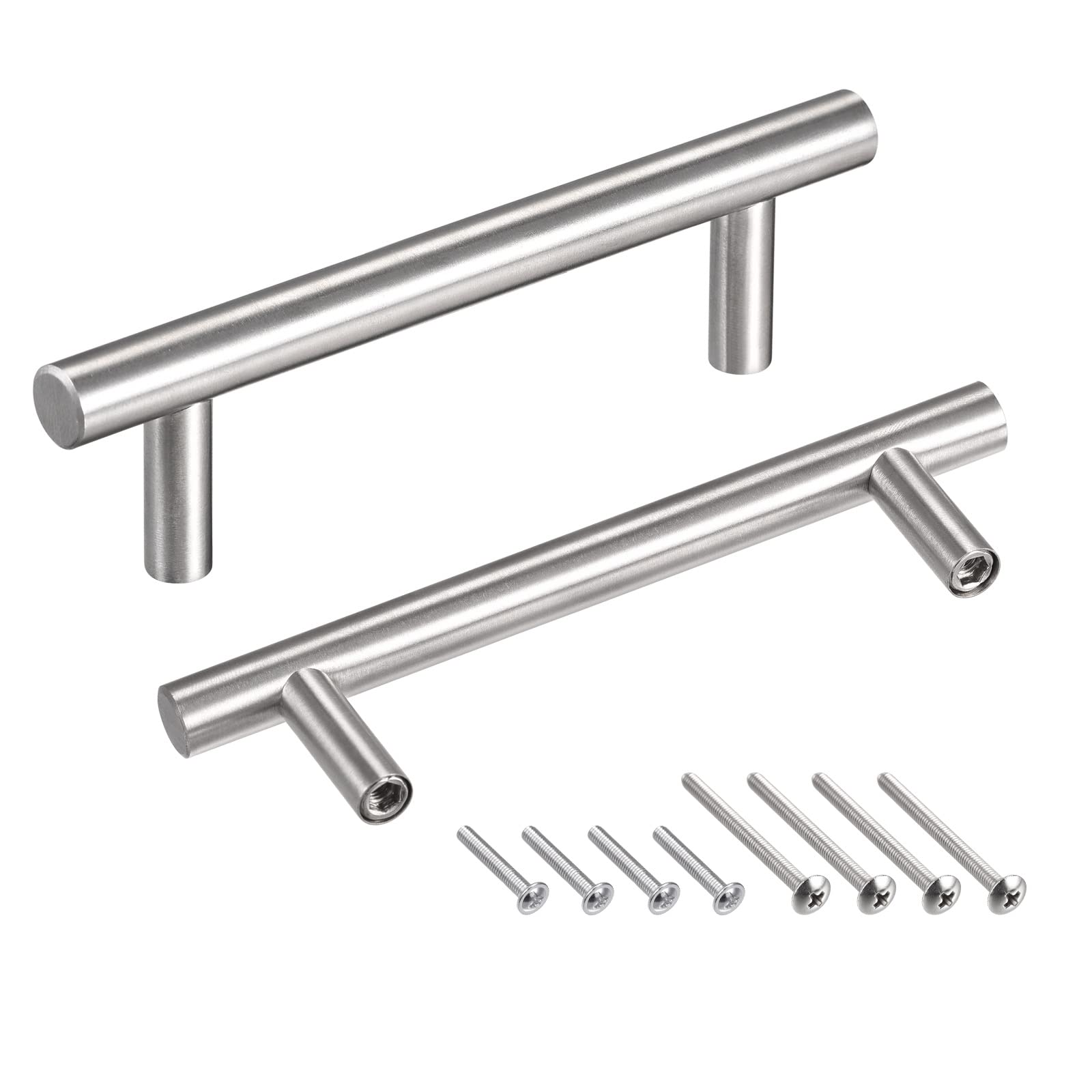 METALLIXITY T Bar Pull Handle (76mm/3'') Hole Center Distance, (12mm/0.47'') Dia 5Pcs, Stainless Steel Cabinetry Pulls - for Home Kitchen Drawer, Silver Tone