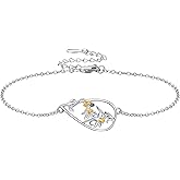 AXOMY Daffodil Anklet 925 Sterling Silver Flower Teardrop Anklet Floral Daffodil Jewelry Gifts for Women