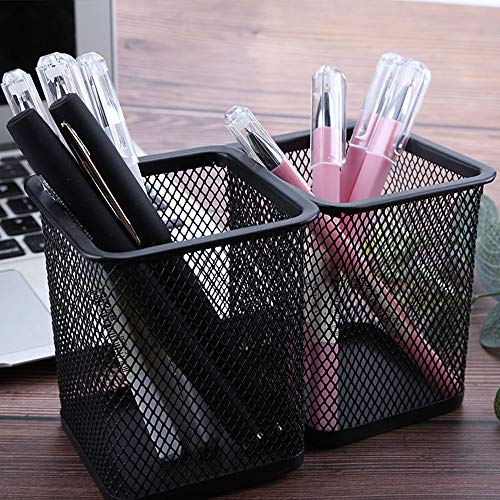 image for Smallrabbit Pen Holder Square Metal Mesh Pen Pencil Holder Durable Pad