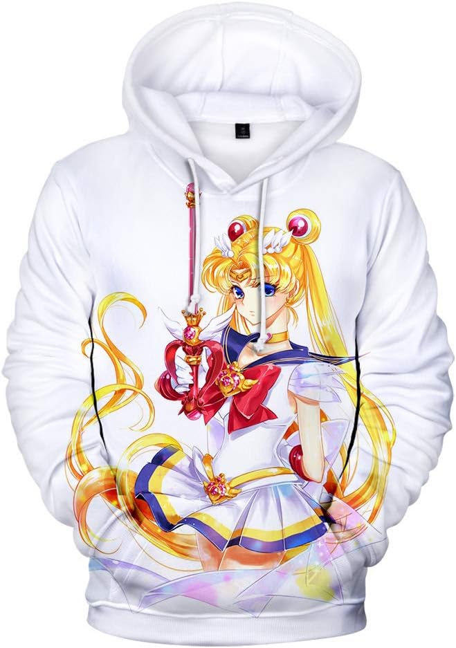 Unisex Japanese Anime Sweatshirts Sailor Moon 3D Print Long-Sleeved Hoodies Jumper Pullover