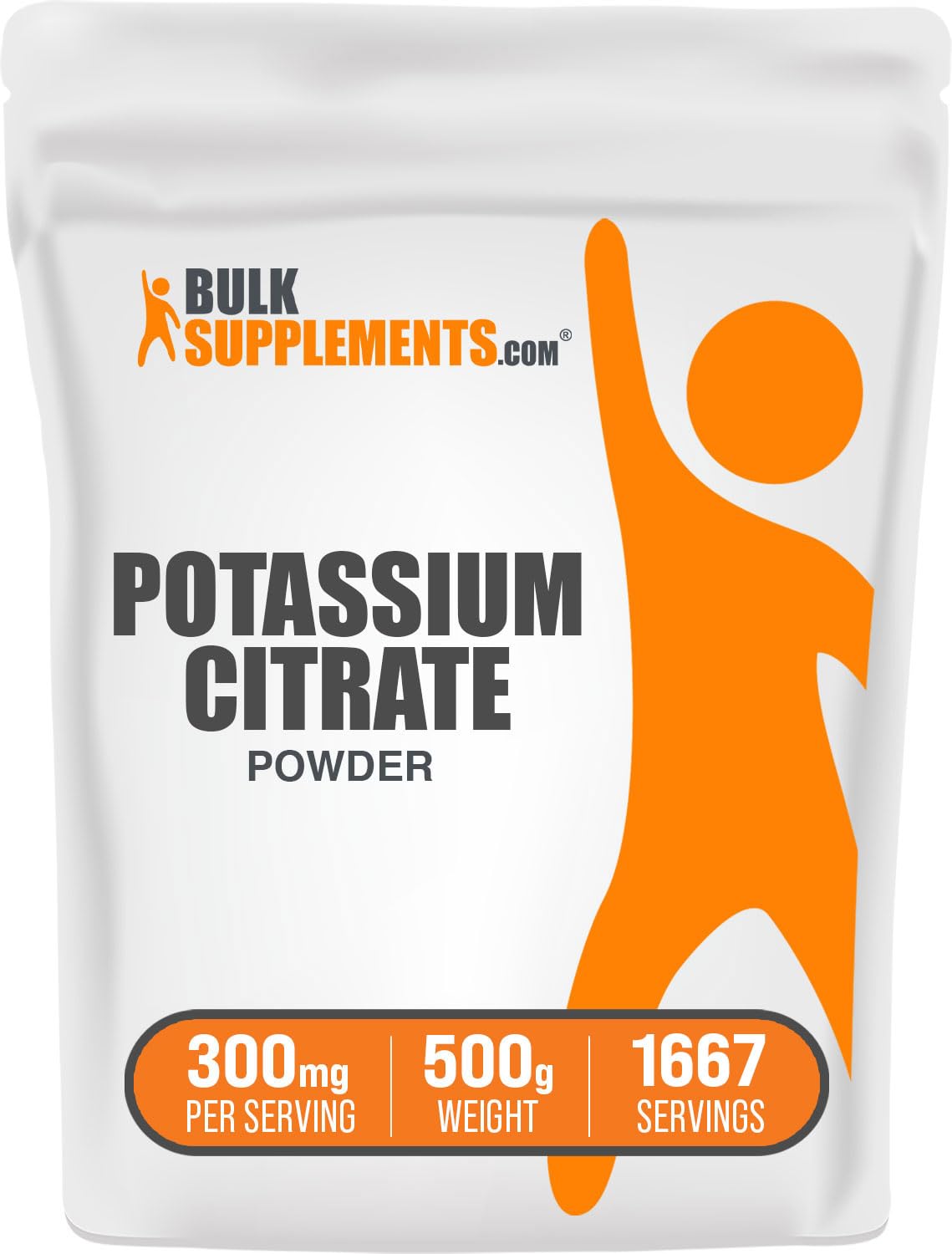 BulkSupplements.com Potassium Citrate Powder - for Hydration Support, Mineral Supplement, Potassium 99mg - Gluten Free, 300mg per Serving, 500g (1.1 lbs) (Pack of 1)