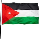 DANF Jordan Flag 3x5 Foot Jordan National Banner | Fade Resistant, Brass Grommets, Canvas Header Thick Polyester Flag 3 X 5 Feet
