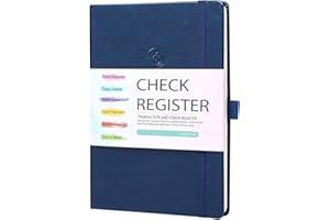 LLI CUFITE Large Lined Check Register Account Ledger, 7.5''x10'' Transaction Register Log Book for Small Business & Personal Checkbook, Track Income & Expense, Debit Card, PU Hardcover 2024