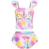 RuuYiicoco Little Girls Two Pieces Bikinis Unicorn Swimsuit Mermaid Tankini Bathing Suit