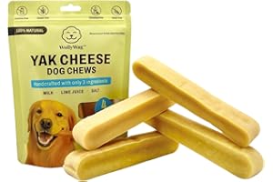 WollyWag Yak Cheese Himalayan Dog Chews – 4 Yak Chews for Medium Dogs | 100% Natural, Long-Lasting, Odor-Free Milk Bone Dog Treat | Promotes Dental Health, High in Protein, Gluten & Lactose-Free