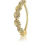 UCADRIT Sunflower Belly Button Ring Sterling Silver Sunflower Clicker Belly Button Hoop 14G Navel Ring Sunflower Jewelry Gifts for Women