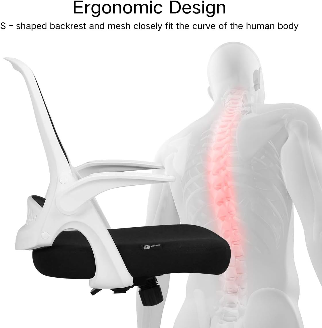 Hbada Office Task Desk Chair Swivel Home Comfort Chairs with Flip-up Arms and Adjustable Height, White: Kitchen & Dining