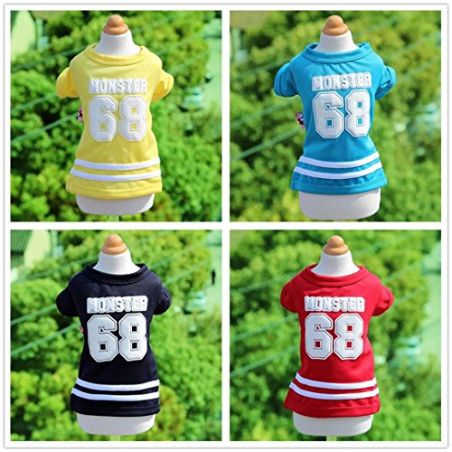 CieKen Pet Apparel Spring Summer Cotton Shirts Sports Uniforms Small Dog Cat Clothes Sleeveless Sports T-Shirt Vest Puppy Costumes Jersey (Red, S)
