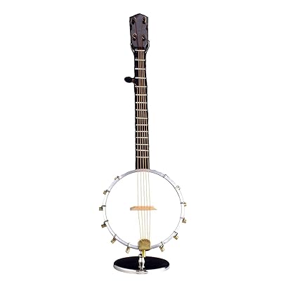 9"H Banjo with Case &amp; Stand Replica Miniature Musical Music Instrument