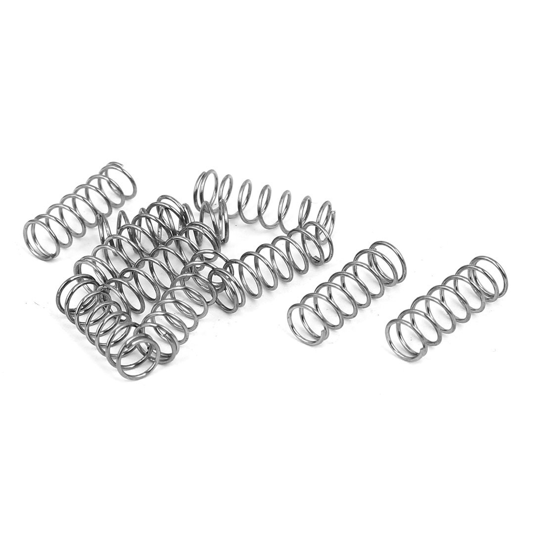 sourcingmap Compression Spring,304 Stainless Steel,5mm OD,0.5mm Wire Size,15mm Free Length,Silver Tone,10Pcs