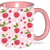 Yamegoun Cherry Coffee Mug 11oz Ceramic Tea Cup Kitchen Decor Microwave Safe for Office and Home Novelty Christmas Gifts for Men Women