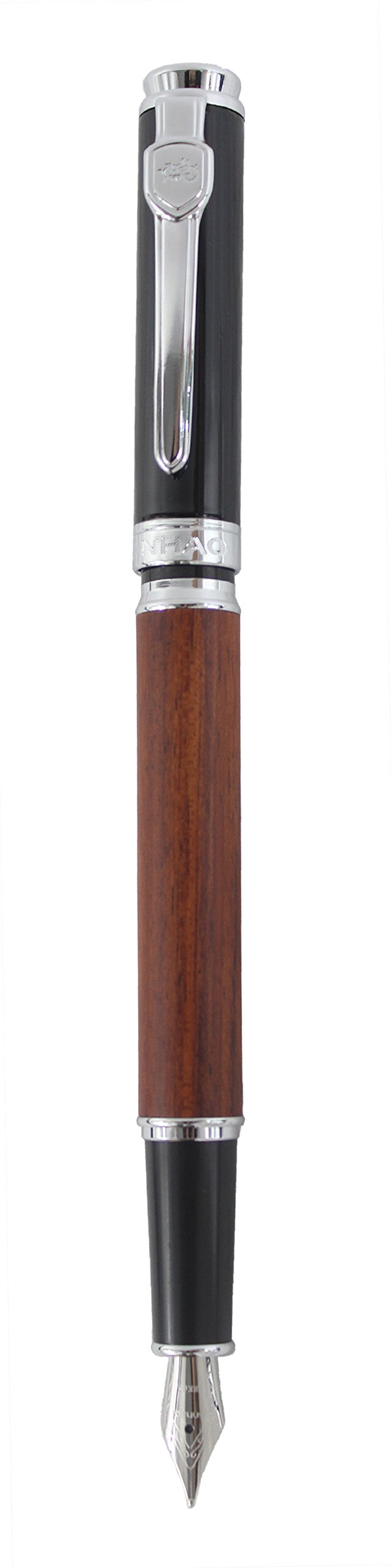 Sipliv Fountain Pen Wood Body Medium Nib Silver Clip - Red Wood