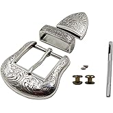 ToSSme Men Belt Buckles Silver Western Cowboy Buckles Set Belt Buckle (38mm Wide)