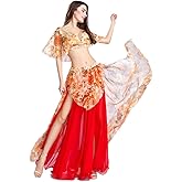 ROYAL SMEELA Belly Dance Costume Set for Women Chiffon Belly Dancing Skirt and Tops Sexy Dancing Dress Outfit One Size