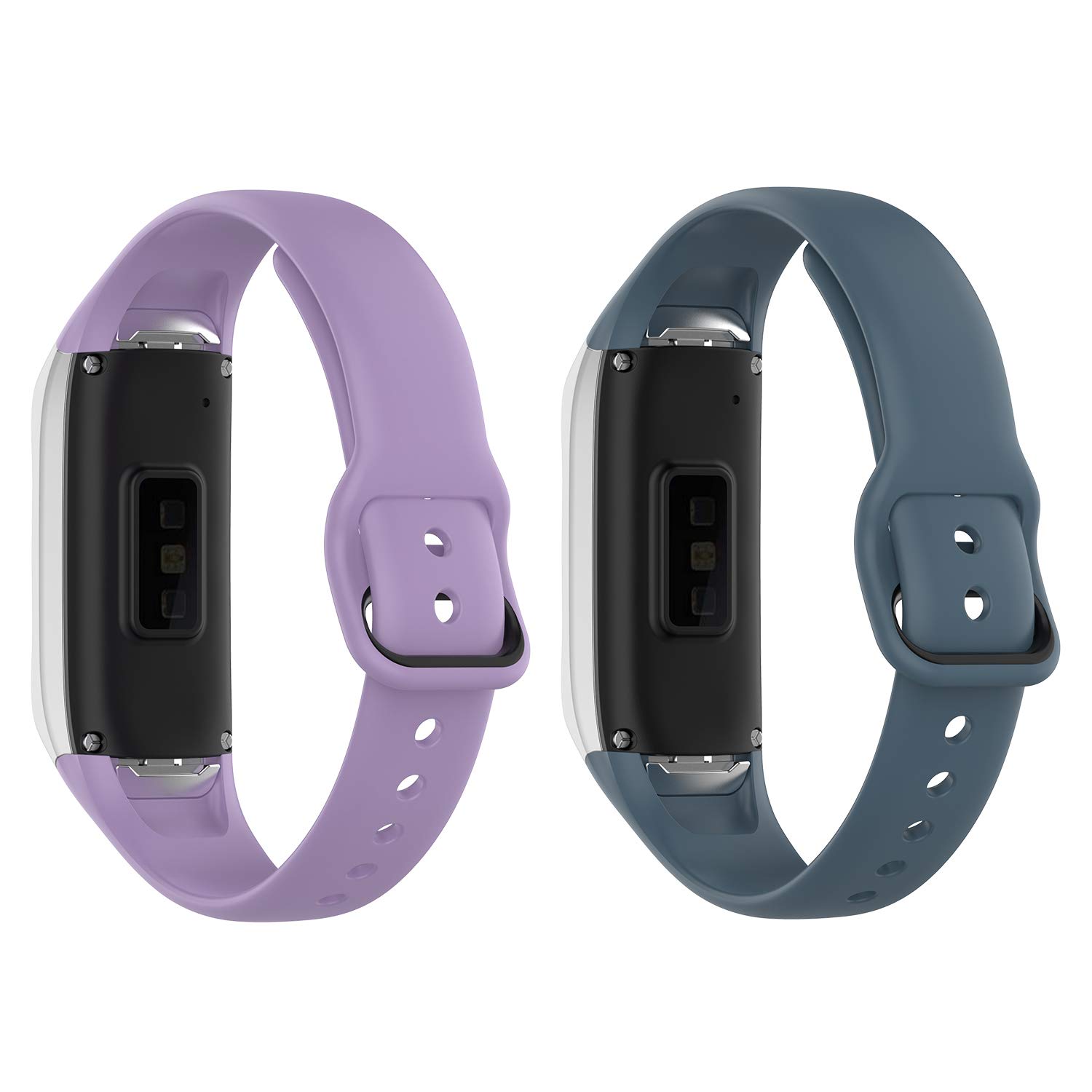 TenCloud (2-Pack Straps Compatible with Samsung Galaxy fit SM-R370 Strap, Replacement Soft Silicone Sport Wristband Arm Bracelet for Galaxy fit SM-R370 Fitness Tracker (Purple+Slate)