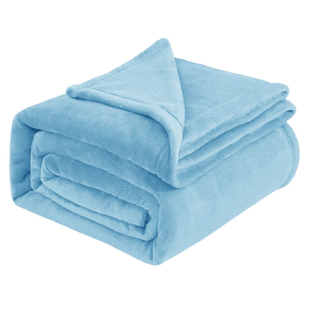IR Imperial Rooms Fleece Blanket Throws for Sofas – Soft Fluffy 400 GSM Silk Touch Warm Blankets for Bed and Couch Bed Throw for Bedroom, Travel (Light Blue, Queen (200X240CM))