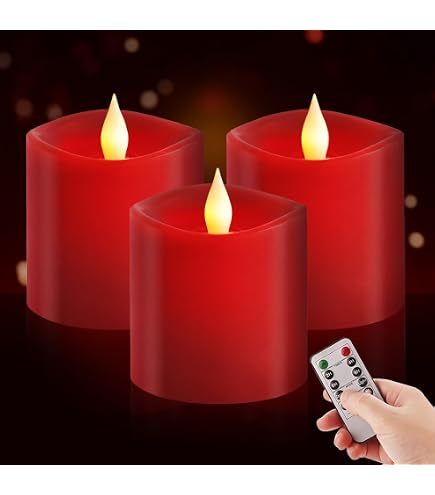Flickering Flameless Hand Dipped Candles Set Of 3 – Wax Coated, Remote Control, Courtly Check