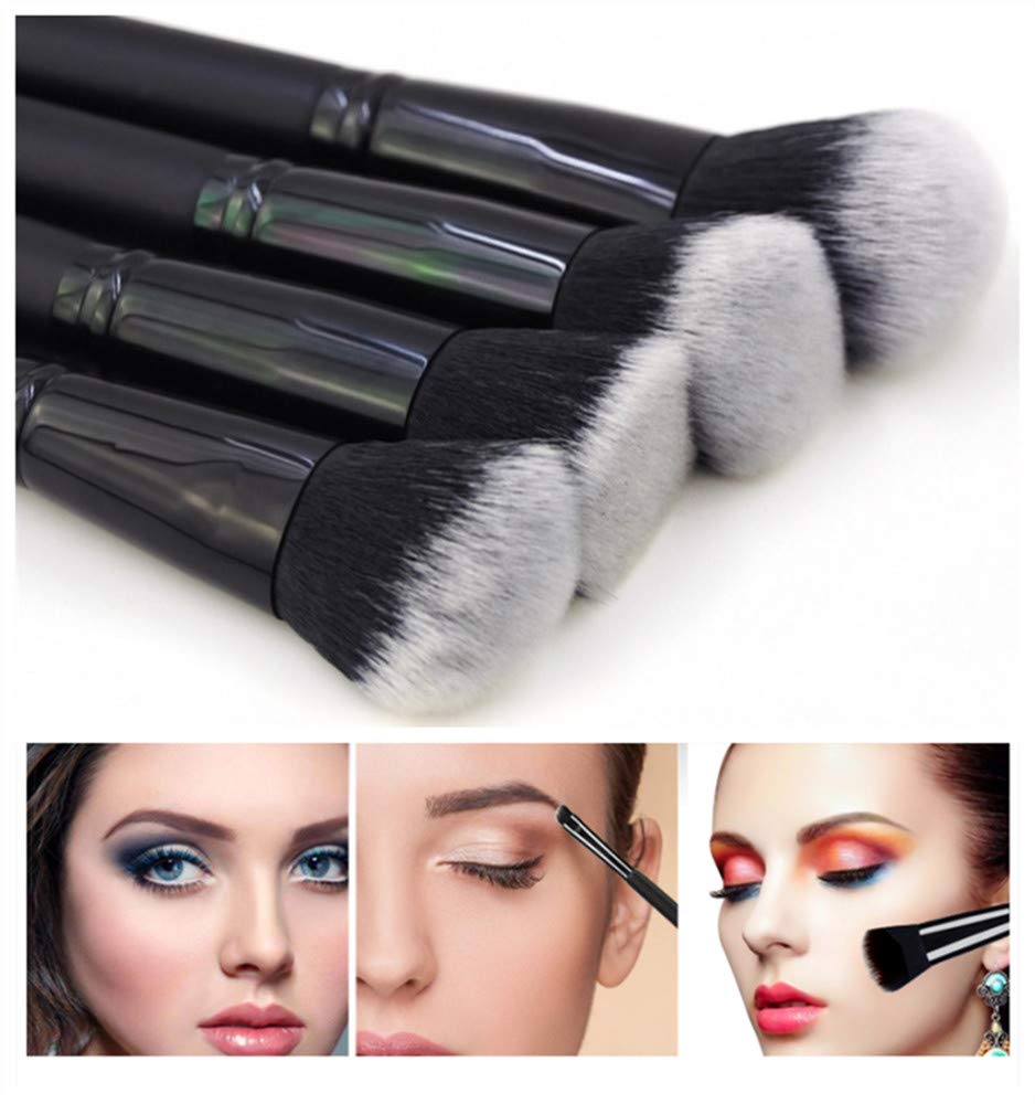 Makeup Brushes Set 15pcs, Luxury Black Cosmetic Brushes Premium Foundation Face Powder Kabuki Brushes With Portable Book Shape Case