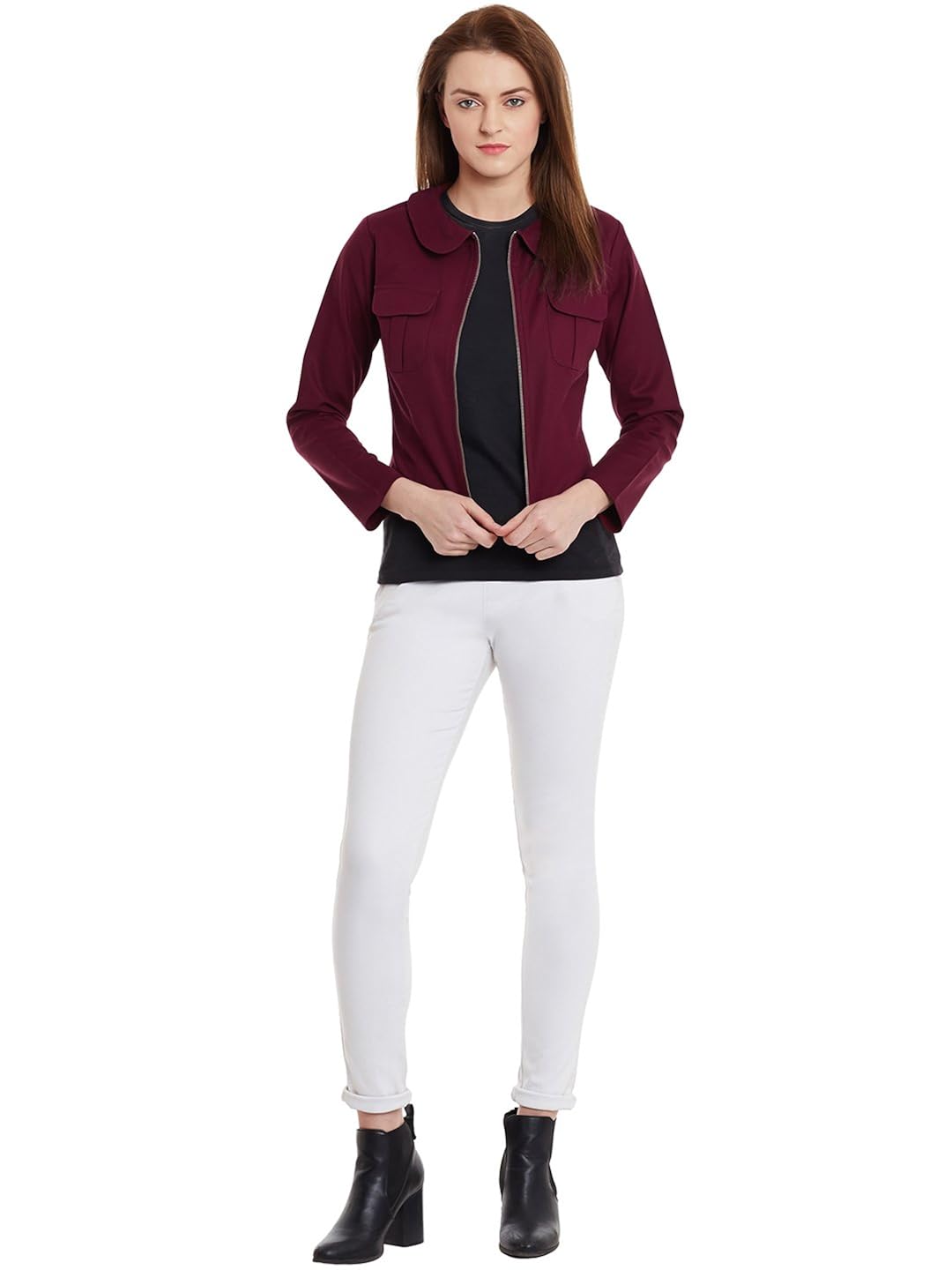 the gud look women's peterpan collar jacket