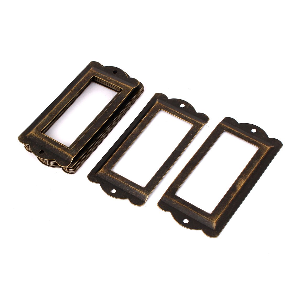 sourcingmap 85mm x 42mm Metal Vintage Style Tags Frames Card Label Holders 10pcs