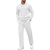 COOFANDY Men's Sweatsuits 2 Piece Set Quarter Zip Pullover with Wide Leg Sweatpants Matching Tracksuit