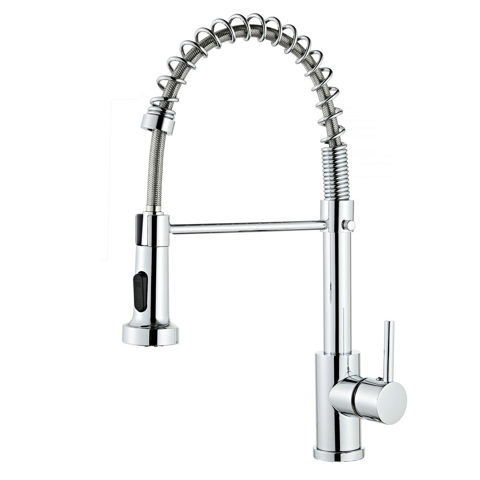 Pull-Down Sprayer tap with Stainless Steel Lever, Spring Pull-Out, fits 1 or 3-Hole, Ideal for Campers, motorhomes, Utility Rooms, Kitchens, (Silver)