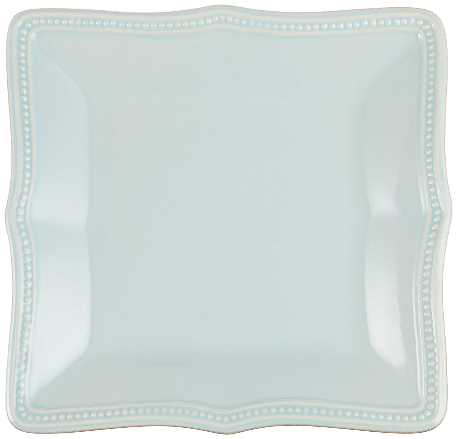 Lenox French Perle Bead Square Accent Plate, Ice Blue, Set of 4