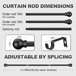Authandis Black Curtain Rods for Bedroom with