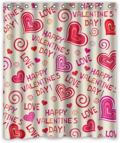 New Choice - Lovely Hearts HAPPY VALENTINES DAY Shower Curtain 60"x72" Inches 100% Waterproof Polyester Fabric Bathroom Curtain,Shower Rings Included