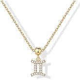 PAVOI 14K Gold Plated Dainty Zodiac Necklace with Charms - Adjustable Chain Gold Charm Zodiac Necklaces for Women - Small Astrology Removable Pendants - Cute Jewelry Gifts