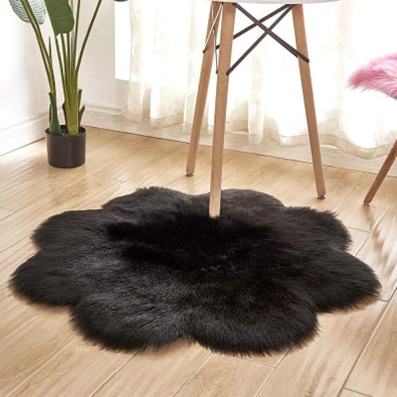 Qianxi Alfombra de Pelo Dormitorio,Alfombra de imitación Piel de Oveja