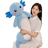 Somao Long Axolotl Plush Pillow, Cute Axolotl Stuffed Animal Body Plush Soft Plushies Doll Toy for Girls Boys(65cm/25.5inch,Blue)