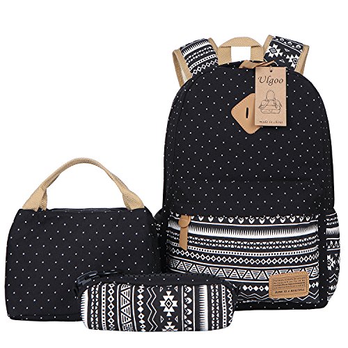 Ulgoo Canvas Casual School Backpacks Teen Girls Bookbags Shoulder Bags