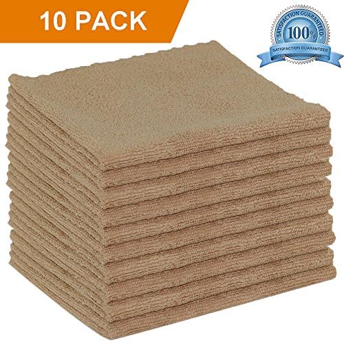 Microfiber Cleaning Cloth 10 Pack 14 x 14 inch for House and Kitchen, Ultra Soft, Super Absorbent, Easily Remove Dust, Dirt, Fingerprints, Oil, Smudges