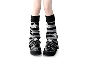 WVD Leg Warmers, Striped Knitted Y2K Leg Warmers Women Winter Thermal Warmer, Goth Harajuku Warm Socks Women Thermal for Autu