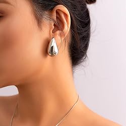Teardrop Necklace Earrings Chunky Gold Hoop