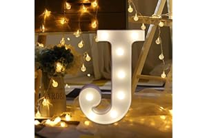 AMZURE LED Marquee Letter Lights Sign 26 Alphabet Light Up Letters Sign for Night Light Wedding Birthday Party Battery Powered Christmas Lamp Home Bar Decoration (J)
