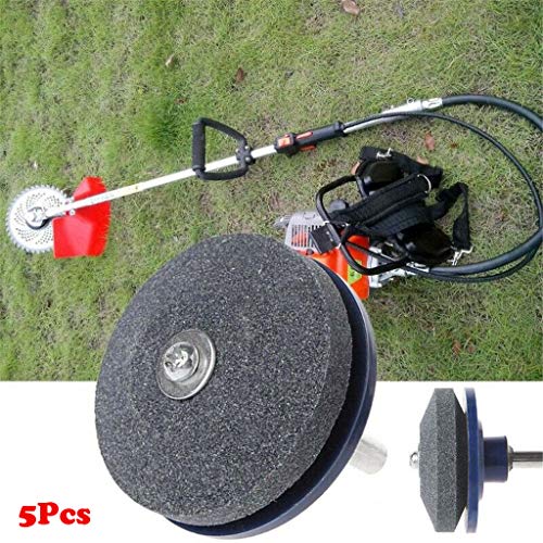 BeautyShe 5 Pieces Blue Lawn Mower Sharpener Blade Drill Lawnmower Sharpener for Power Drill Hand Drill