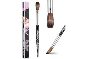 Shine Chance Acrylic Nail Art Brush Size 16, 100% Pure Kolinsky Hair Oval Nail Brush for Acrylic Application, Professional Nail Extension Manicure Tool Striping Nail Drawing Pen for DIY Home Salon
