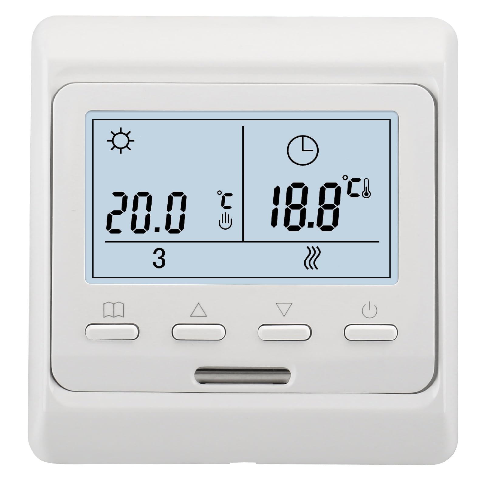 Wengart Home Thermostat WG806,AC230V 3A Weekly Programming 6 Time Periods LCD Digital Display Used to Control Various Electric Heating Actuators,White