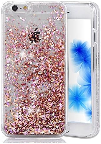 EMAXELERS iPhone 5C Case Glitter Transparent Hard Clear Liquid Cute Diamond Flowing Running 3D Quicksand Shockproof Bling Clear Hard Plastic PC Case for iPhone 5C,Red Diamonds